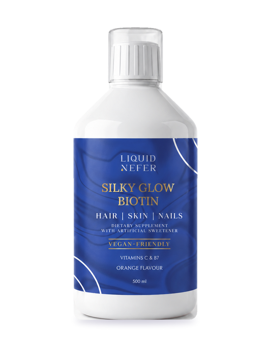 Liquid Nefer Silky Glow Biotin bottle